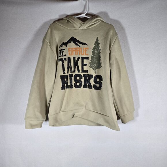 Star Ride brand Boys Hoodie, Tan, Large Size 7 Mountains Take Risks - Picture 1 of 13